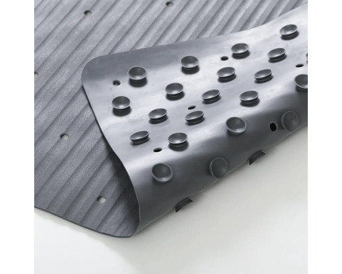 Grijze badmat van rubber met zuignappen voor bevestiging