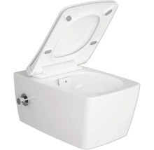 Wandcloset met diepe spoeling, open spoelrand en toiletzitting