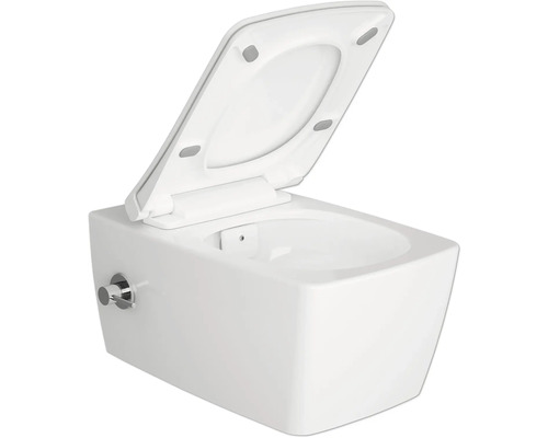 VITRA Douche-wc rimless Aquacare Metropole wit glans incl. softclose wc-bril Wandcloset met diepe spoeling, open spoelrand en toiletzitting