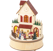 Kerst speeldoos met huis, figuren en trein van hout