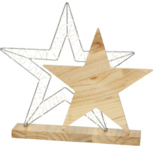 Decoratieve sterlamp met houten ster en metalen ster met verlichting