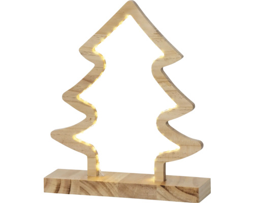 LUMINEO Kerstverlichting LED decoratie boom hout 54 lampjes warmwit 6,2 x 25 x 29,5 cm Decoratieve houten kerstboomverlichting voor binnenshuis