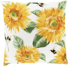 Decoratief kussen met zonnebloem- en bijenmotief