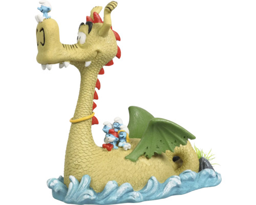 ORBIT Aquariumdecoratie Draak met smurfen multicolor Smurfen drakenfiguur op waterbasis