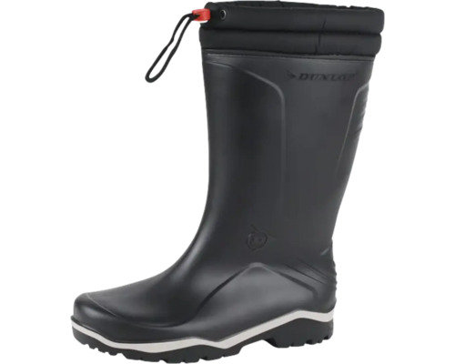 Zwarte rubberlaars met textielband