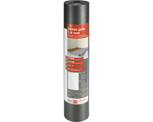 MACLEAN Ondervloer Isotac op rol 20m², dikte 1,6 mm Isotac grijze ondervloer 1,6 mm voor parket en laminaat op een rol