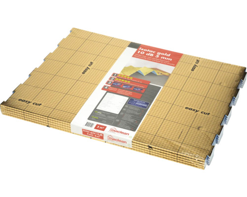 Pakket geluidsreducerende ondervloer met rasterprint en het Maclean logo