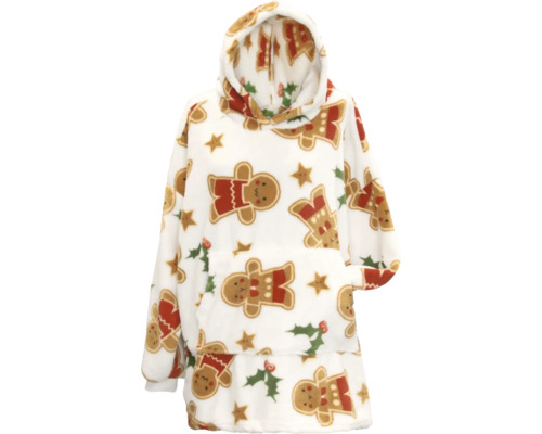 Witte hoodie met peperkoekmannetjes patroon
