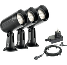 Tuinspot set met drie spots, stroomkabel en transformator
