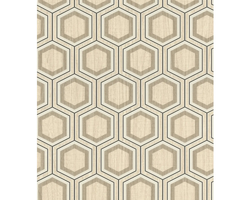 RASCH Vliesbehang 791143 Allegretto geometrisch beige Behang met zeshoekig patroon