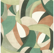 Behang met abstract patroon van gebogen vormen