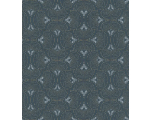 RASCH Vliesbehang 792317 Allegretto grafisch blauw Behang met art-decopatroon