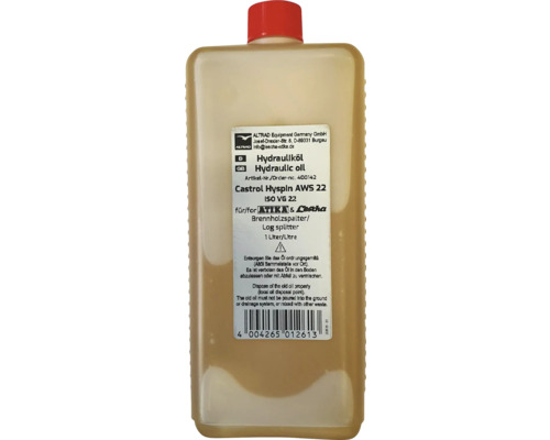 Hydraulische olie in een fles van 1 liter voor houtklovers