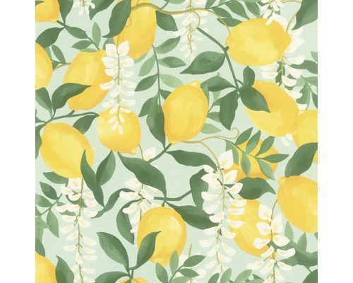 TESA RASCH Zelfklevend Behang 371215 fruit geel Patroon met citroenen, bladeren en bloemen
