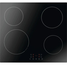 Zwarte keramische kookplaat met vier kookzones