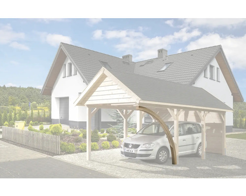 Houten carport voor een woonhuis met auto