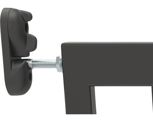 Detailweergave van een zwarte gereedschapshouder met schroef