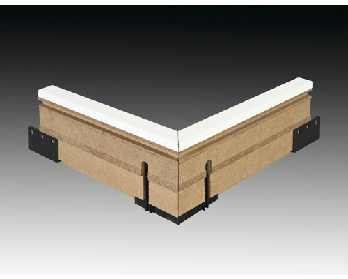 Hoekverbinding van wandpanelen met veer en groef