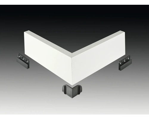 Hoekelement voor plint met bevestigingsclips