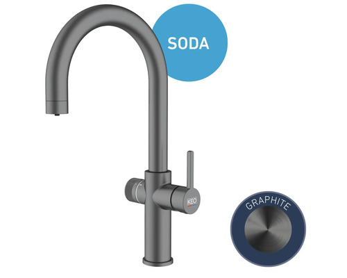 Grafietkleurige keukenkraan met soda functie