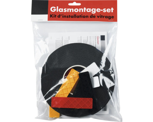 Glasmontageset met afdichtband en montagekeggen