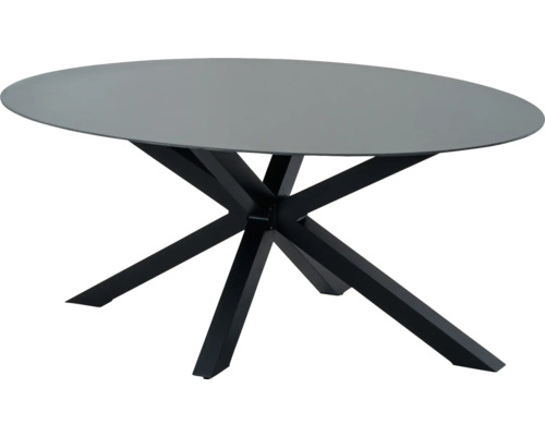 Ovale eettafel met zwart metalen onderstel