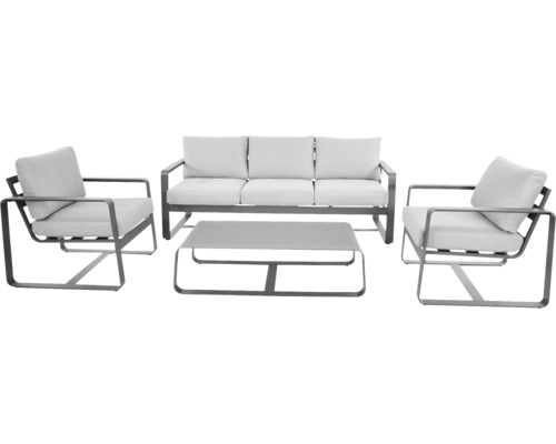 Tuinmeubelset met bank, twee fauteuils en een tafel voor buiten