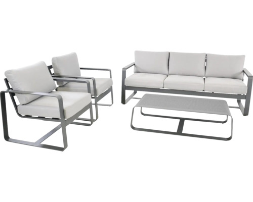 Tuinmeubelset met bank, twee fauteuils en tafel