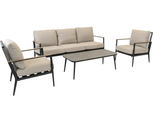 Tuinmeubelset met bank, fauteuil en tafel