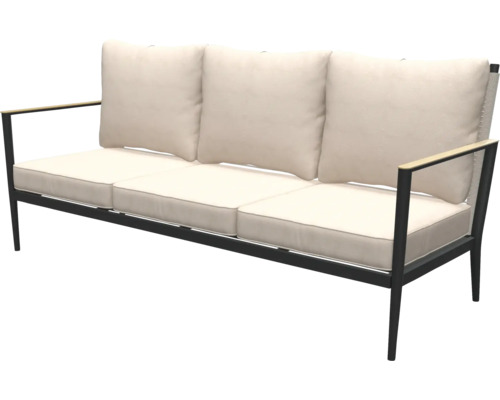 Driezitsbank met kussens voor buiten