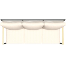 Bovenaanzicht van een driezitsbank met lichte bekleding