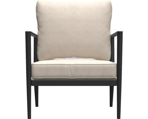 Fauteuil met armleuningen en zit- en rugkussens