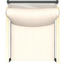 Bovenaanzicht van een tuinligbed met stoffen bekleding