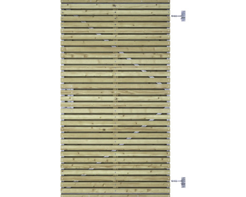 Houten schutting met horizontale latten en beslag