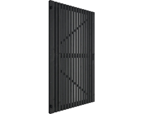 Houten hek met verticale latten en handgreep