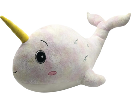 UNIQUE LIVING Knuffelkussen eenhoorn walvis wit 38x65 cm Knuffel narwal speelgoed met hoorn
