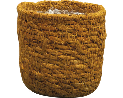 TS Plantenmand Stef Natuurlijke vezel oranje Ø 7 cm H 7 cm Ronde plantenpot van waterhyacint