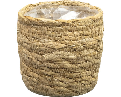 TS Plantenmand Stef Natuurlijke vezel bruin Ø 7 cm H 7 cm Gevlochten plantenpot van natuurlijke vezels met kunststof inzetstuk