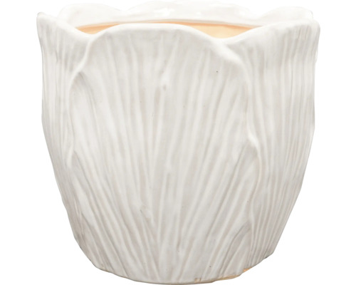 TS Bloempot Tulipa Keramiek wit Ø 21 cm H 19 cm Decoratieve bloempot met gestructureerd oppervlak