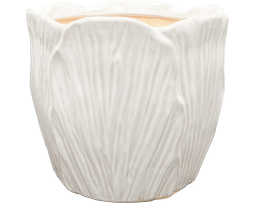 Bloempot van keramiek met bladstructuur