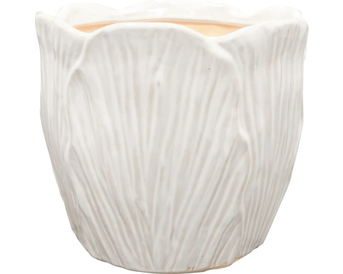 TS Bloempot Tulipa Keramiek wit Ø 34 cm H 34 cm Keramische bloempot met ribbeldesign