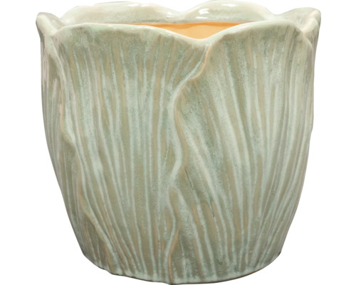 Keramische plantenbak met ribbelstructuur