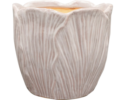 TS Bloempot Tulipa Keramiek lavendel Ø 21 cm H 19 cm Decoratieve bloempot met reliëfstructuur