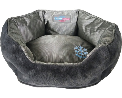 Grijs dierenbed met Thermo Switch logo