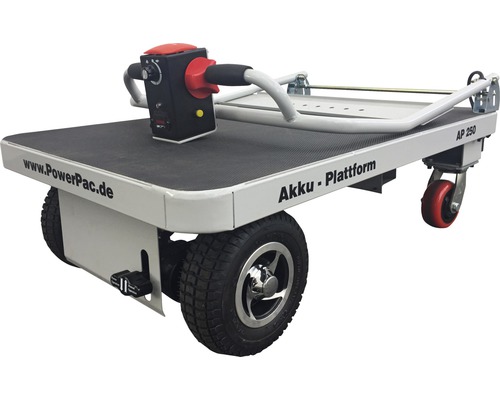 Elektrische platformwagen met bedieningselement en wielen