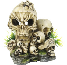 Decoratieve schedelgroep met kunstplanten als aquariumdecoratie