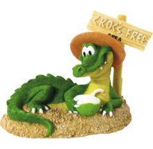 Decoratief figuur krokodil met bord Cross Free Area voor aquariums