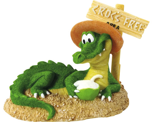 ORBIT Aquariumdecoratie Krokodil groen 16 cm Decoratief figuur krokodil met bord Cross Free Area voor aquariums