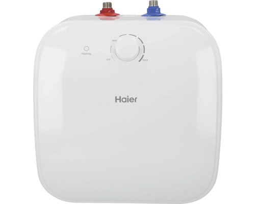 Haier boiler met temperatuurregelaar en aansluitingen voor koud en warm water