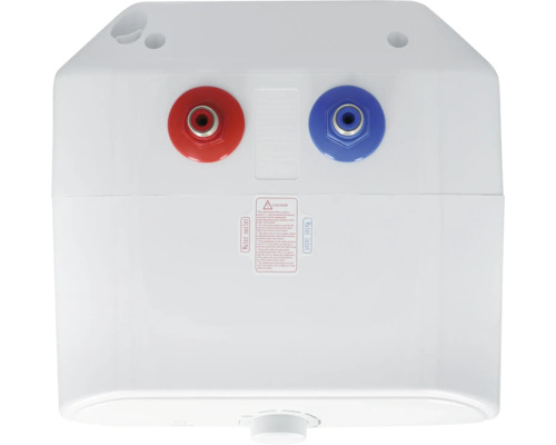 Boiler met rode wateruitlaat en blauwe waterinlaat